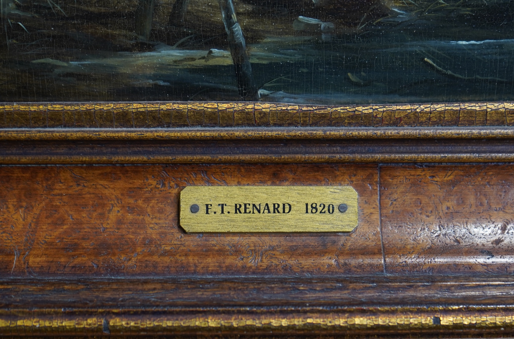 Fredericus Theodorus Renard, Dutch 1778-1820, A Winter landscape with figures skating on a frozen canal